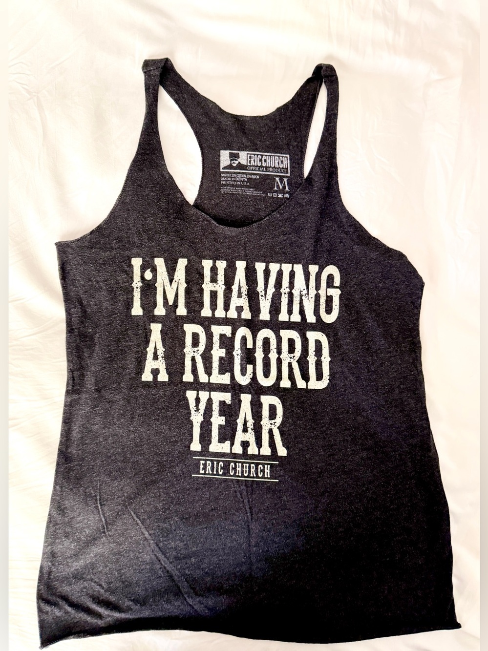 Women's Grey Black Racerback Graphic Tank - Eric Church Tour Shirt